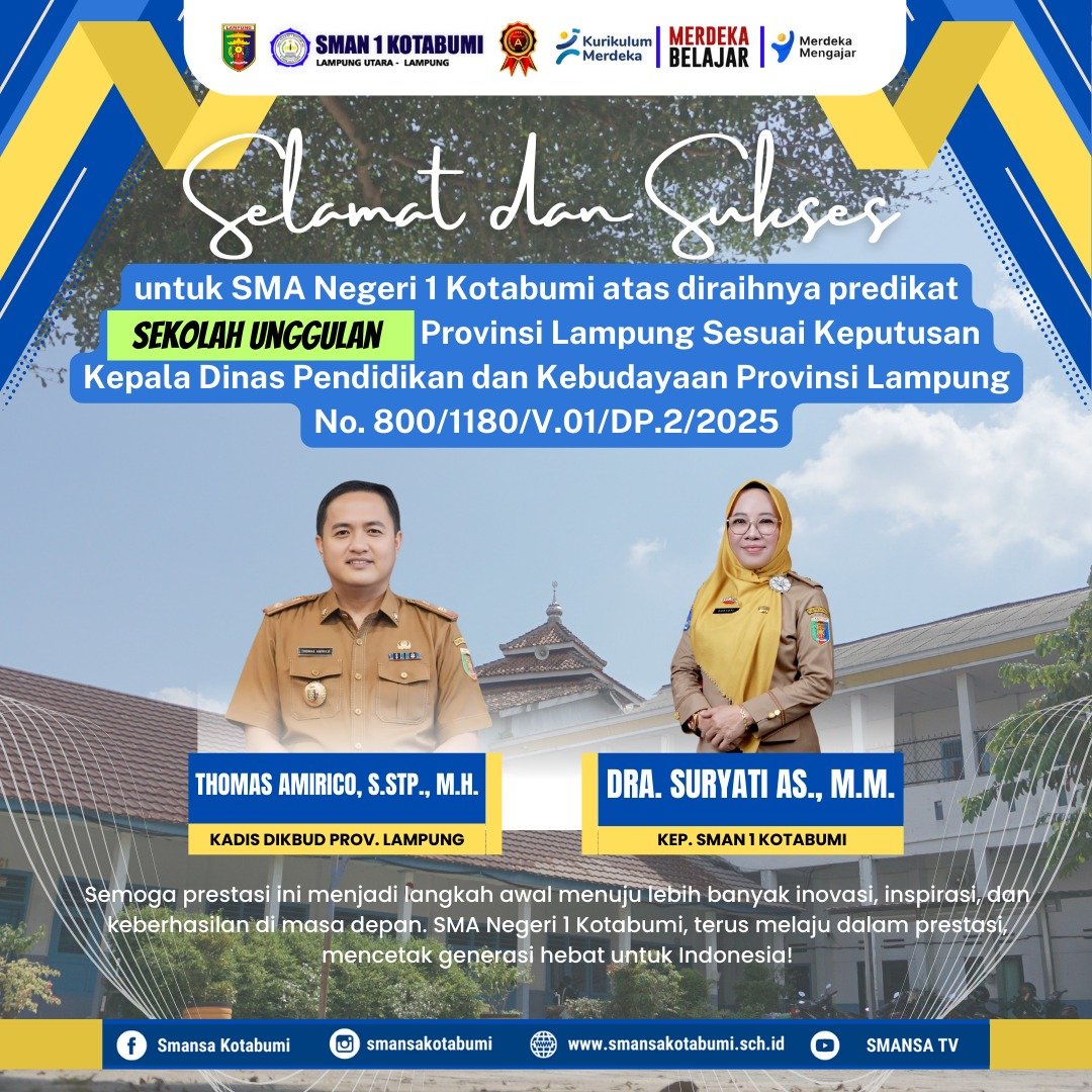 RESMI! SMAN 1 Kotabumi Dinobatkan Jadi Sekolah Unggulan Lampung 2025, Bukti Nyata Kualitas Tanpa Henti!