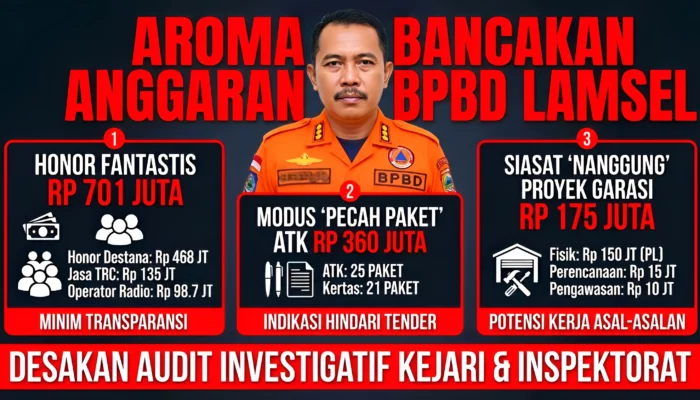 Aroma Bancakan Honor Setengah Miliar dan Modus “Pecah Paket” Jumbo di BPBD Lamsel