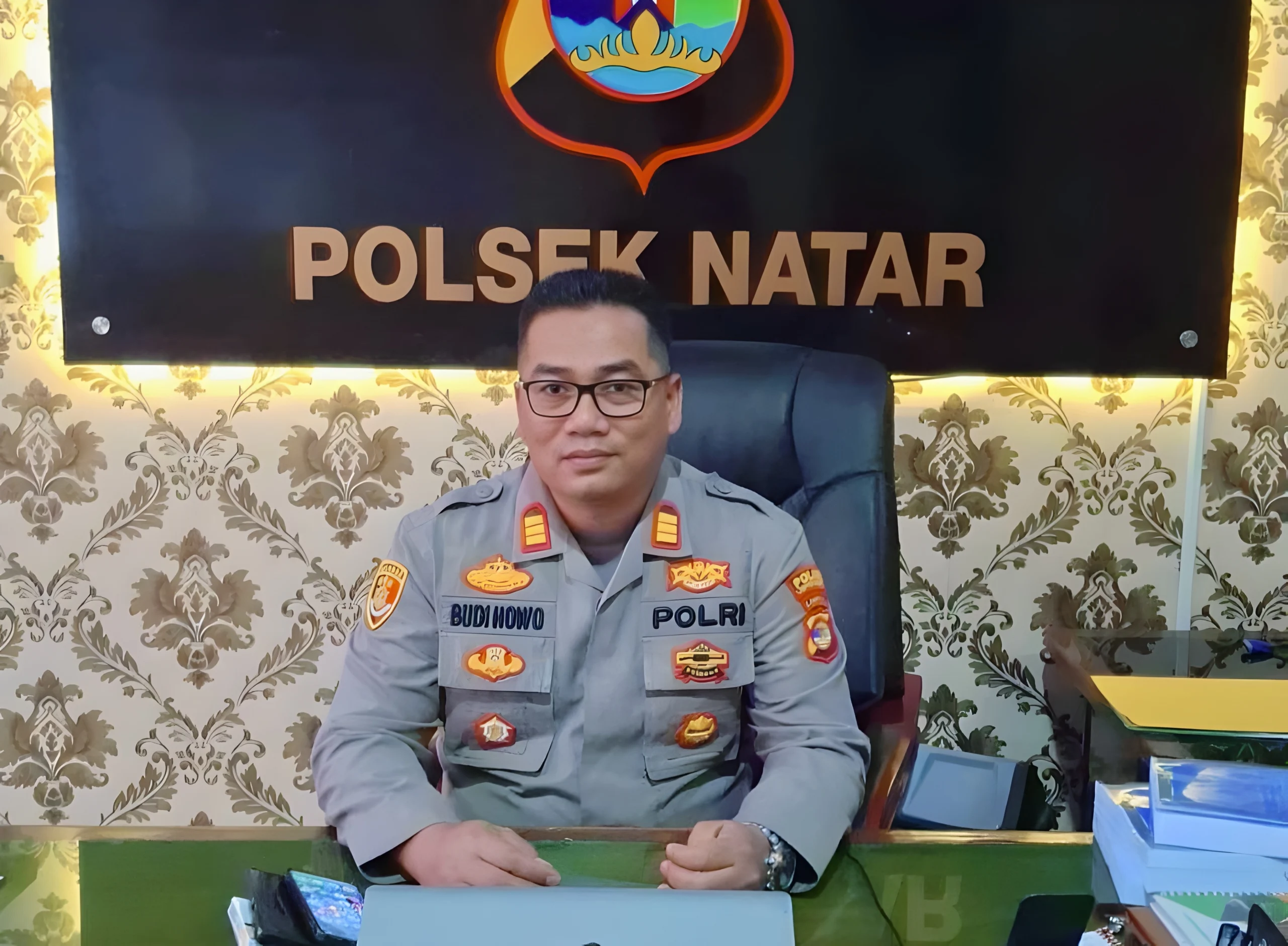 Kapolsek Natar Kompol Setio Budi Howo saat memimpin patroli malam di wilayah Lampung Selatan