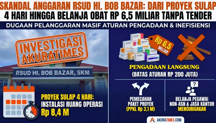 SKANDAL ANGGARAN RSUD BOB BAZAR: Dari Proyek Sulap 4 Hari Hingga Belanja Obat Rp 6,5 Miliar Tanpa Tender