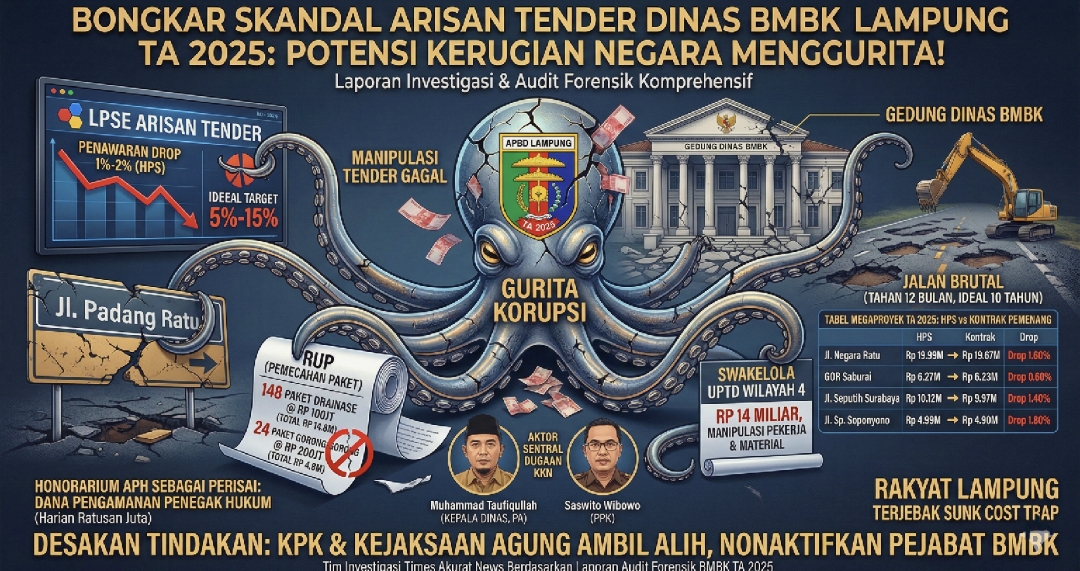 Bongkar Skandal Arisan Tender Dinas BMBK Lampung TA 2025, Potensi Kerugian Negara Menggurita!