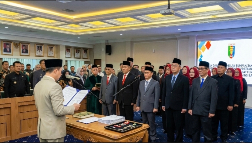 Sekdaprov Lampung Lantik 20 Pejabat Baru, Ini Daftar Lengkapnya