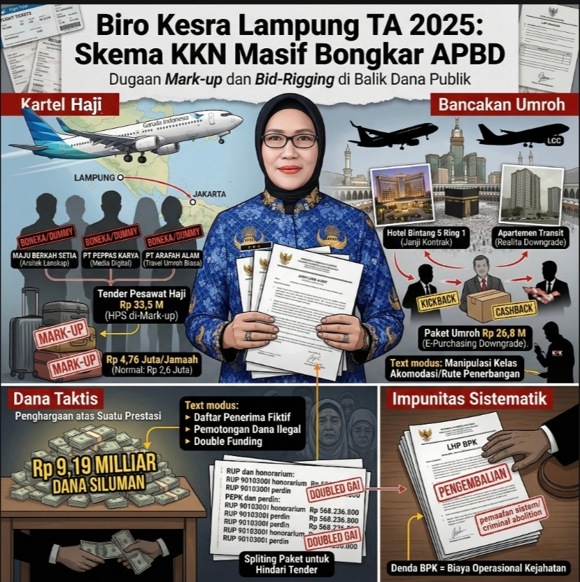 BONGKAR! Skandal Korupsi Biro Kesra Lampung: Dari Lelang Fiktif Tiket Haji hingga Dana Siluman Rp 9 Miliar