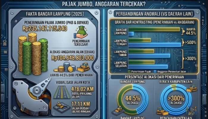 Anggaran Jalan Bandar Lampung: Kantongi Pajak Tertinggi, Tapi Alokasi Infrastruktur Paling “Cekak”?