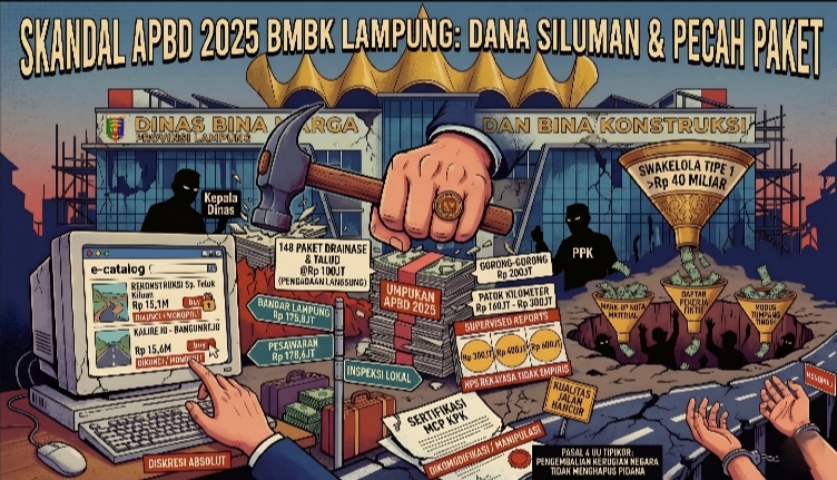 ‎Bongkar Skandal APBD 2025 BMBK Lampung: Dari Akal-Akalan Pecah Paket Hingga Dana Siluman Rp 40 Miliar