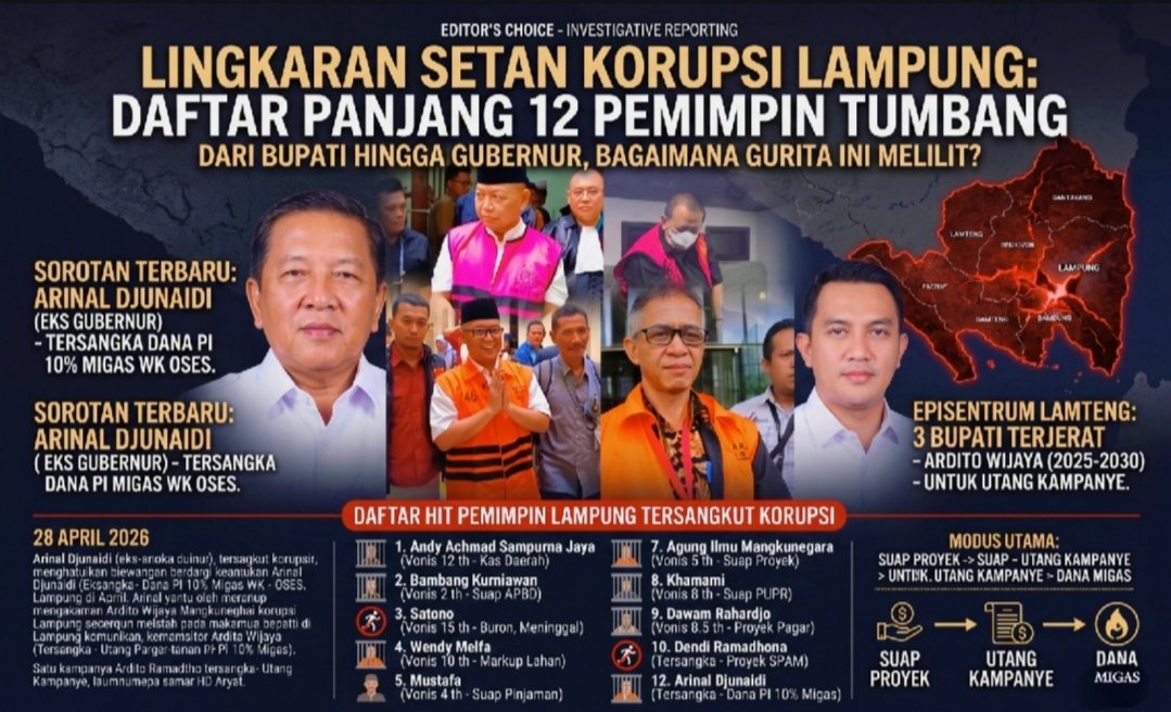 Lingkaran Setan di Tanah Sang Bumi Ruwa Jurai: Korupsi Kepala Daerah Lampung