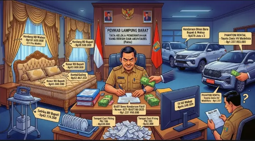 Dugaan Korupsi, Mark-Up Ekstrem, dan Skema Rental Fiktif di Bagian Umum Setdakab Lampung Barat