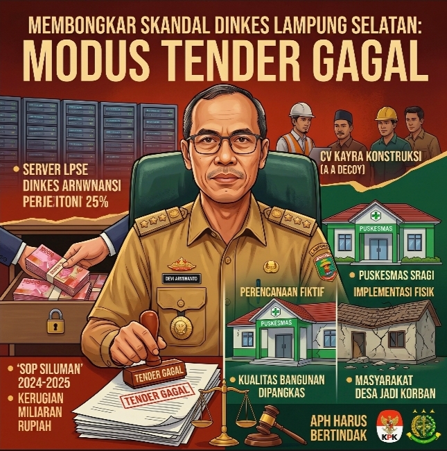 ‎Bongkar Skandal Lelang Dinkes Lampung Selatan: Modus Tender Gagal 2024-2025 Renggut Miliaran Rupiah