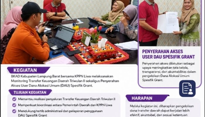 Perkuat Transparansi Fiskal, BKAD Lampung Barat dan KPPN Liwa Akselerasi Evaluasi Transfer Daerah Triwulan II 2026