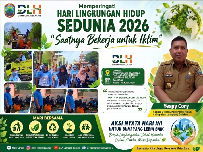 Saatnya Bekerja untuk Iklim: DLH Lampung Selatan Gelar Aksi Nyata Peringati Hari Lingkungan Hidup Sedunia 2026
