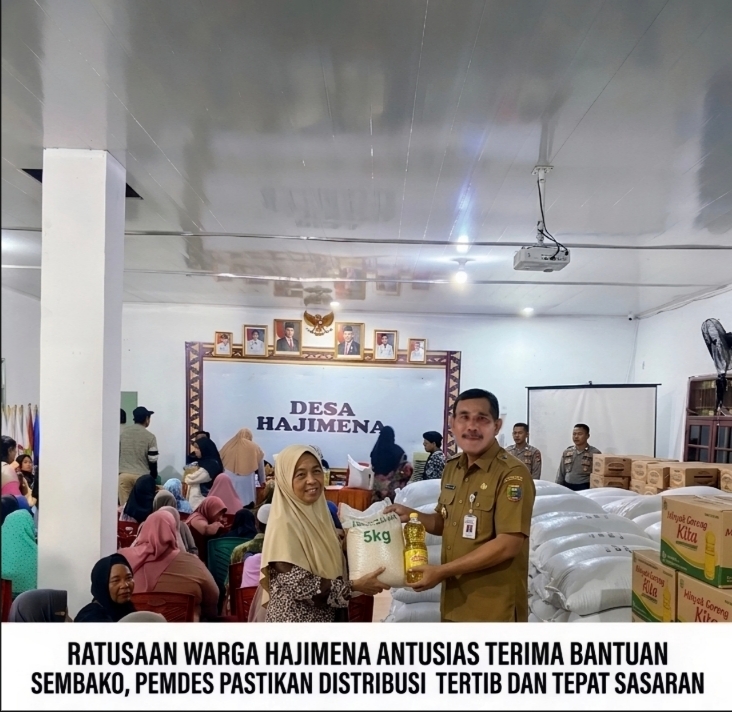 Ratusan Warga Hajimena Antusias Terima Bantuan Sembako, Pemdes Pastikan Distribusi Tertib dan Tepat Sasaran