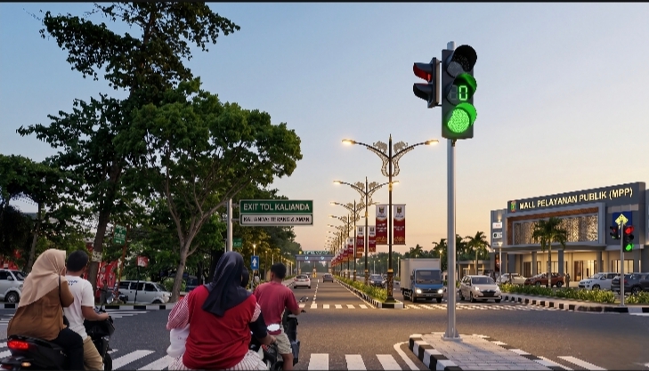 Telan Dana Rp1,6 Miliar, Akses Exit Tol Kalianda Kini Dilengkapi Lampu Lalu Lintas dan PJU Dekoratif