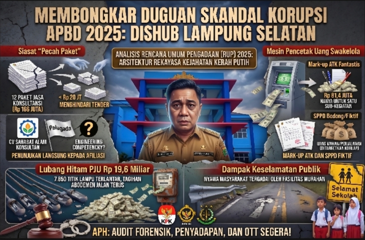 ‎Menguak Dugaan Skandal Korupsi APBD 2025 di Dinas Perhubungan Lampung Selatan