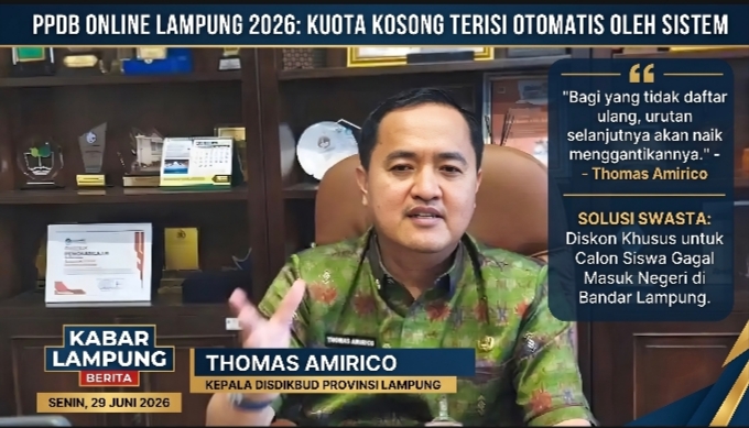 Disdikbud Lampung Pastikan Kuota Kosong PPDB 2026 Terisi Otomatis, Tutup Celah Jalur Belakang