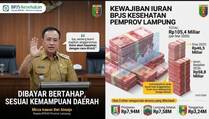 Fantastis! Tagihan BPJS Pemprov Lampung Tembus Rp105,4 Miliar, BPKAD Putuskan Skema Cicil
