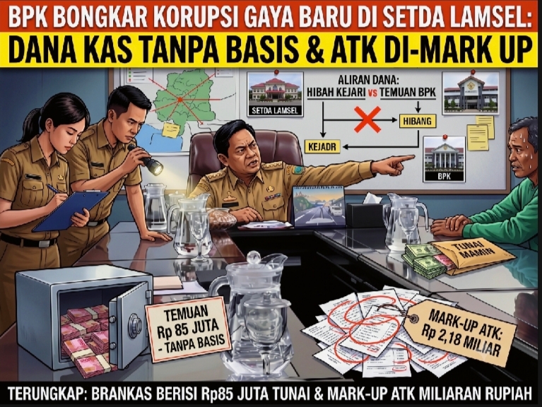 ‎Dugaan Korupsi Gaya Baru Menggerogoti Anggaran Setda Lampung Selatan, Dari Mark-Up ATK hingga Suap Fasilitas Penegak Hukum