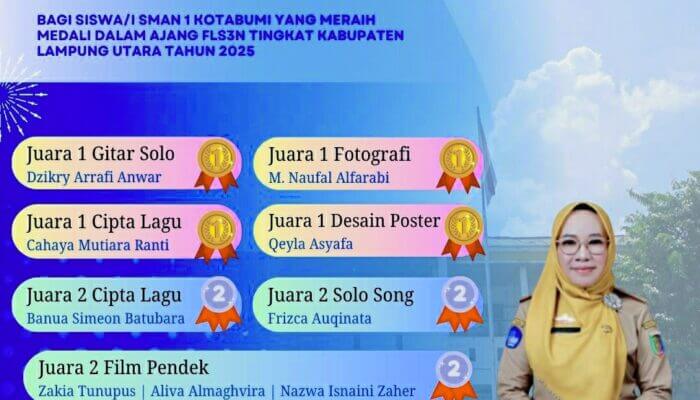 Dominasi SMAN 1 Kotabumi di FLS2N 2025: Borong 8 Gelar Juara Tingkat Kabupaten